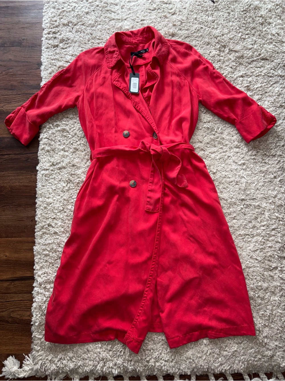 Max Jeans Vibrant Red Midi Trench Shirt Dress